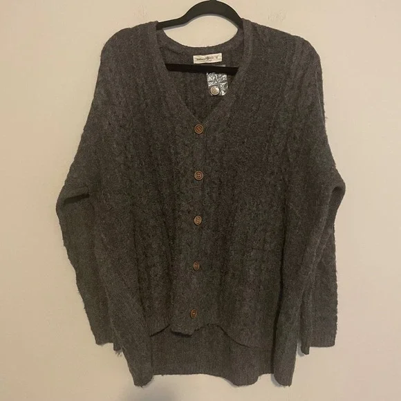 NWOT Natural Life Grandpa Cardigan sweater cable knit oversized gray M casual - Picture 2 of 6